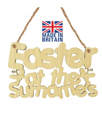 Laser Cut Oak Veneer Personalised 'Easter At The...' Sign with Butterflies - 200mm Size